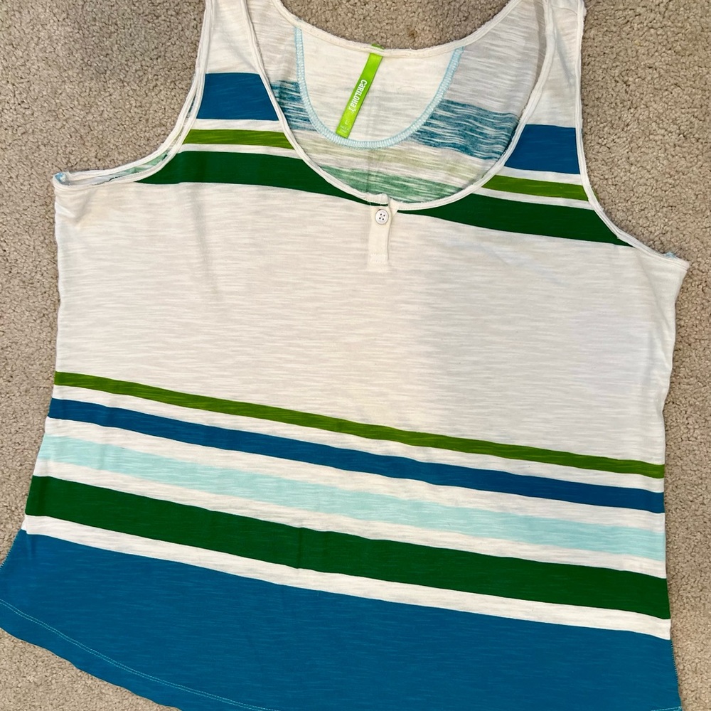 Carolina Striped Sleeveless Top - Blue and Green